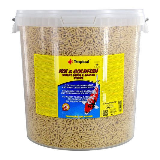 TROPICAL KOI & GOLDFISH WHEAT GERM & GARLIC STICKS 21 L