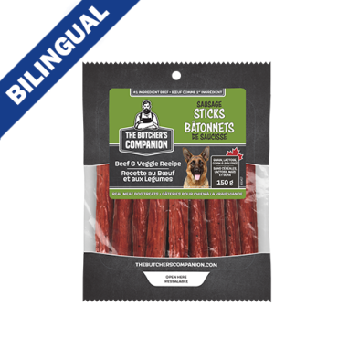 THE BUTCHER'S COMPANION Sausage Sticks Beef & Veggie Treats 150g